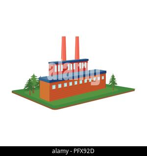 Processing factory. Factory and industry single icon in cartoon style isometric vector symbol stock illustration . Stock Vector