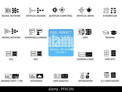 Neural Networks and Deep Learning vector icon set optimized for web use Stock Vector
