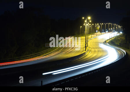 Night view of a mororway in the UK Stock Photo