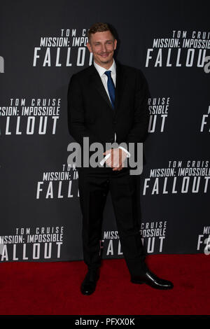 Actor Frederick Schmidt walks the red caret prior to a screening of Mission Impossible Fallout a the Smithsonian National Air and Space Museum on July 22, in Washington, DC. Stock Photo