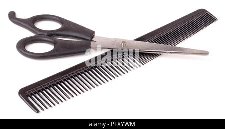 Metal Cutting Scissors on gray background. Close-up Stock Photo