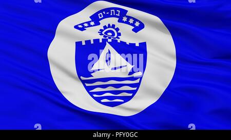 Bat Yam City Flag, Israel, Closeup View Stock Photo