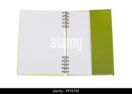 Opened notebook isolated on white backround with clipping path. Mockup. Stock Photo