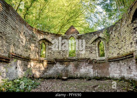 Inside the derelict building of a former Victorian school in the village of Bedham, West Sussex, England, UK Stock Photo