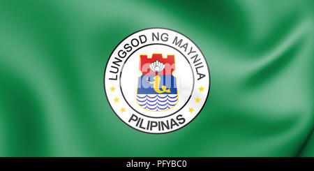 3D Flag of Manila, Philippines. 3D Illustration. Stock Photo