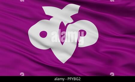 Mutsu City Flag, Japan, Aomori Prefecture, Closeup View Stock Photo