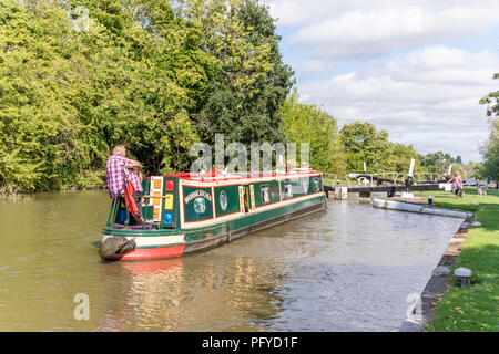 Hatton locks on the Grand Union Canal, near Warwick, Warwickshire, England, UK Stock Photo