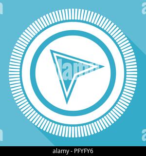 Navigation flat vector icon, compas square blue web button Stock Vector
