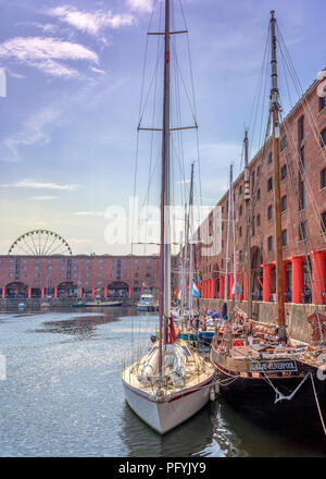 Views across the dock taken during the annual Tall Ships Regatta in May 2018. Tate Gallery situated on the right. Stock Photo