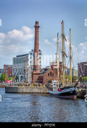 Views across the dock taken during the annual Tall Ships Regatta in May 2018. Stock Photo