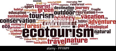 Ecotourism word cloud concept. Vector illustration Stock Vector