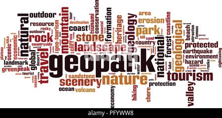 Geopark word cloud concept. Vector illustration Stock Vector