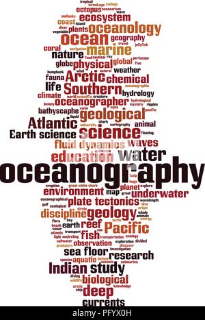 Oceanography word cloud concept. Vector illustration Stock Vector