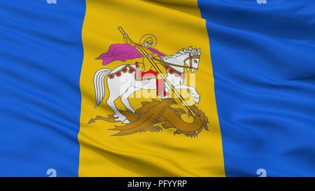 Kiev Oblast City Flag, Ukraine, Closeup View Stock Photo