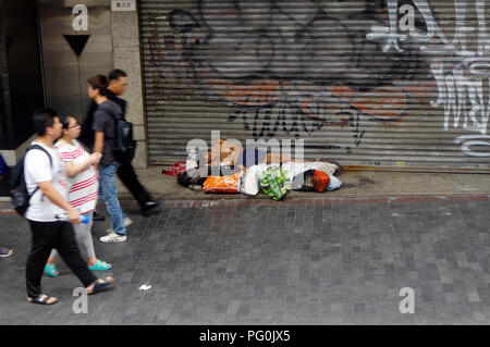 Homeless in the street of Hong Kong 2.08.2018 Stock Photo