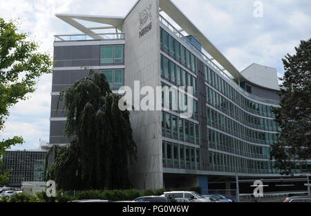 Switzerland: The Headquarter of the food and drink multi Nestlé in Vevey City at Lake Geneva Stock Photo