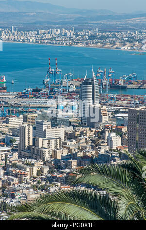 Haifa, Israel - December 6, 2015 : View of Haifa from the Bahai Gardens Stock Photo