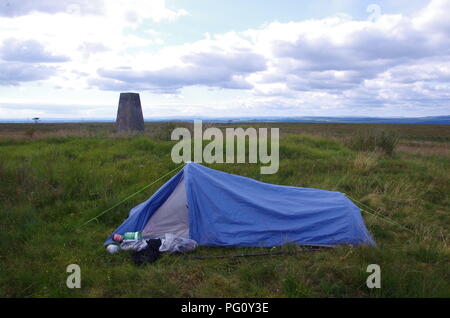 wild camping @ Hadrian's Wall. John o' groats (Duncansby head) to lands end. End to end trail. Pennine Way. Northumberland national park. England. UK Stock Photo