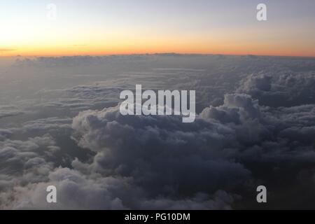 clouds from above during sundown Stock Photo