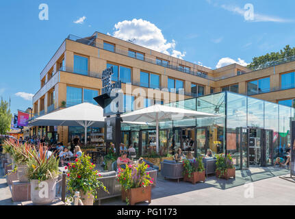 Abba Museum, Stockholm. Cafe / Bar in front of Abba The Museum and Pop House Hotel, Djurgården, Stockholm, Sweden Stock Photo