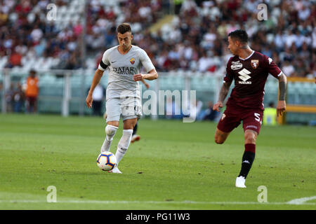 Stephan El Shaarawy of As Roma  in action during the Serie A football match between Torino Fc and As Roma  . Stock Photo