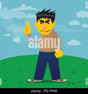 Yellow man making a point. Vector cartoon illustration. Stock Vector