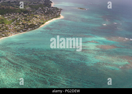 Aerial of waves and reefs, Oahu, Hawaii Stock Photo - Alamy