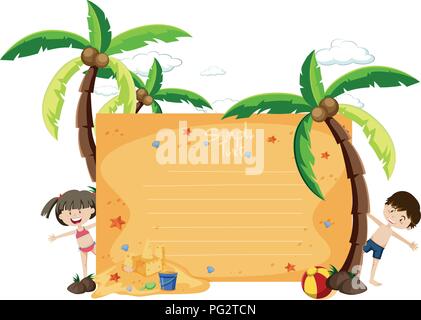 A text card summer theme illustration Stock Vector