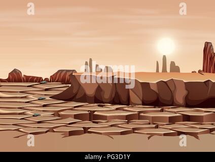 A dry land landscape illustration Stock Vector
