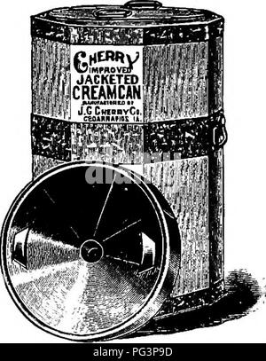 . Principles and practice of butter-making : a treatise on the chemical and physical properties of milk and its components, the handling of milk and cream, and the manufacture of butter therefrom . Butter; Milk. Fig. 111.—The Cherry jacketed cream can.. Please note that these images are extracted from scanned page images that may have been digitally enhanced for readability - coloration and appearance of these illustrations may not perfectly resemble the original work.. McKay, George Lewis; Larsen, Christian, 1874-. New York : J. Wiley &amp; Sons Stock Photo