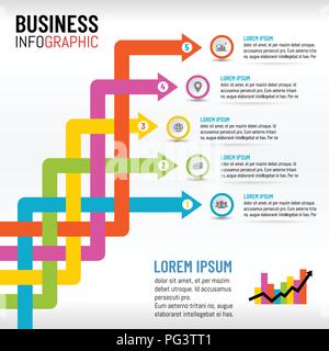 Vector illustration for business Infographic template layout overwrapping arrow design for presentation, business meeting, marketing, techonology work Stock Vector
