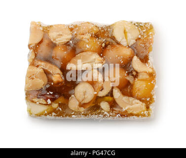 Top view of single turkish delight with nuts isolated on white Stock Photo