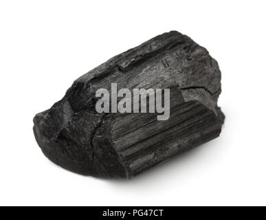 One piece of charcoal isolated on white Stock Photo