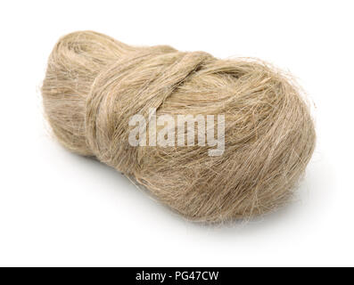 Raw flax tow isolated on white Stock Photo