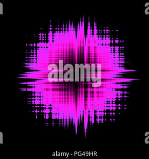Abstract round glowing pink color pattern on black background. Starburst. Modern technology illustration Stock Photo