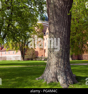 GRIPSHOLM CASTLE, SWEDEN ON MAY 11, 2018. View of the park surrounding the castle in springtime. Oaks and beech. Editorial use. Stock Photo