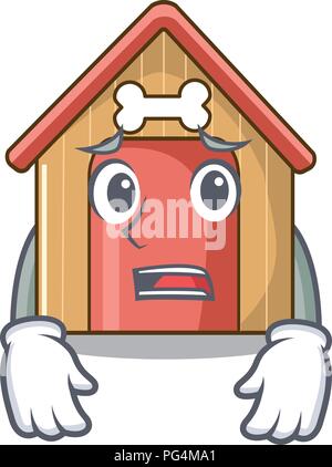 Afraid dog house isolated on mascot cartoon Stock Vector