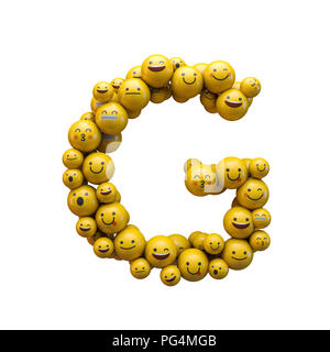 Letter G emoji character font. 3D Rendering Stock Photo