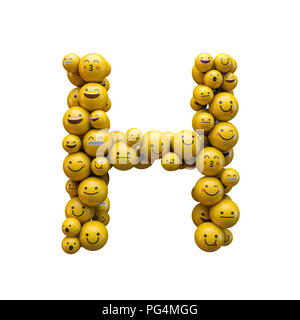 Letter H emoji character font. 3D Rendering Stock Photo