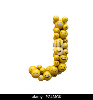 Letter J emoji character font. 3D Rendering Stock Photo