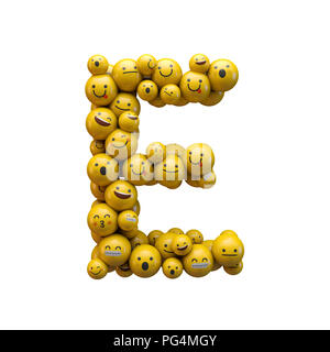 Letter E emoji character font. 3D Rendering Stock Photo