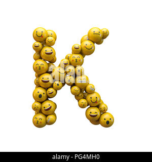 Letter K emoji character font. 3D Rendering Stock Photo
