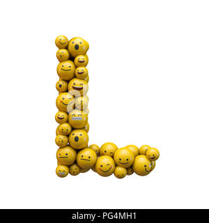 Letter L emoji character font. 3D Rendering Stock Photo