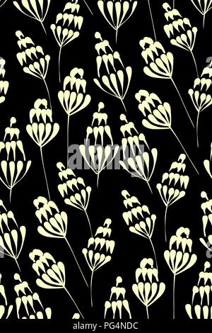 Floral design seamless background pattern hand drawn. Vector illustration in retro style.Textile print, fabroc swatch, wrapping paper. Stock Vector
