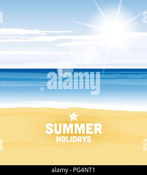 Beautiful view on sunny day on the beach Stock Vector