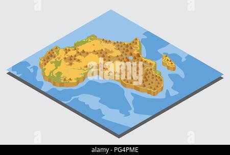 Flat 3d isometric Africa map constructor elements isolated on white. Build your own geography infographics collection. Vector illustration Stock Vector