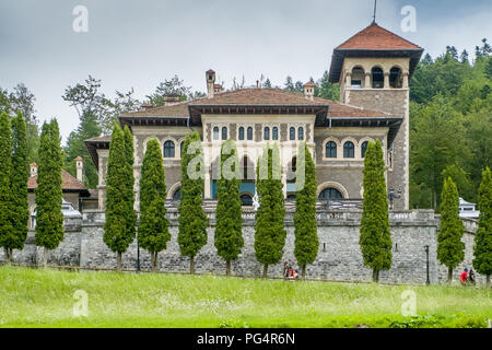 Cantacuzino palace during summer as seen from Busteni, Romania, Europe. Stock Photo
