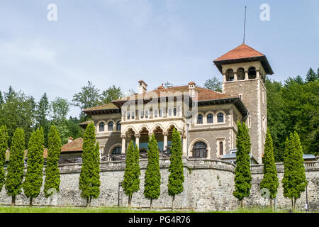 Cantacuzino palace during summer as seen from Busteni, Romania, Europe. Stock Photo