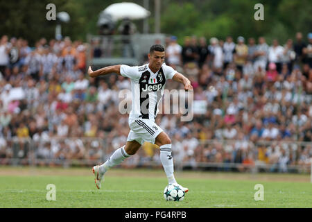 Cristiano Ronaldo of Juventus FC in action during the pre-season friendly match between Juventus  and Juventus U19. Stock Photo