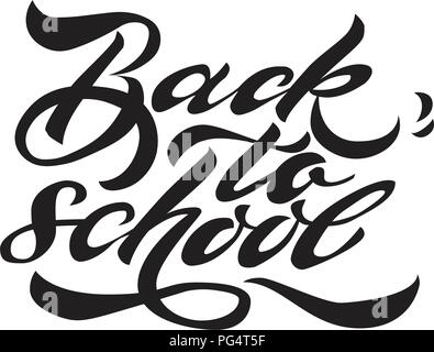 Back to school banner hand lettering Vector illustration. white background Stock Vector